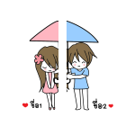 เคสคู่ลาย ผู้ชายกางร่มเสื้อสีฟ้า ผู้หญิงเสื้อสีชมพู